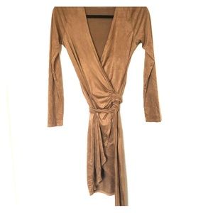 Naked Wardrobe Faux Suede Wrap Dress - Size M